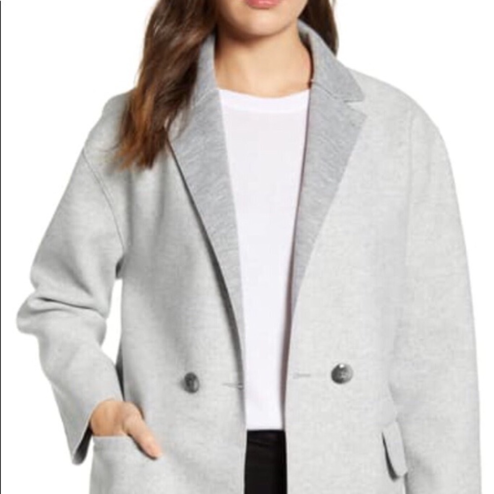 Double Breasted Knit Jacket Heather Grey Bernardo - Picture 2 of 10